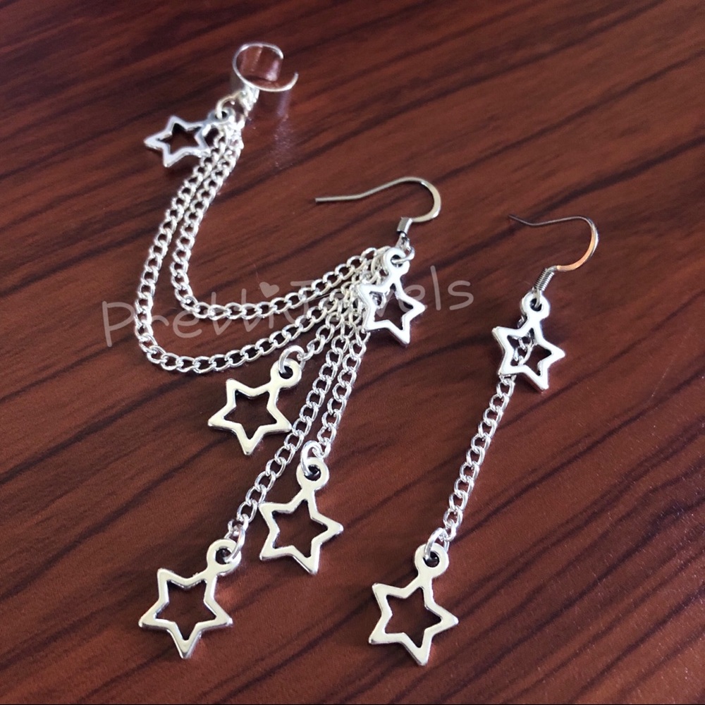 New Dangly Stars Ear Cuff Earrings